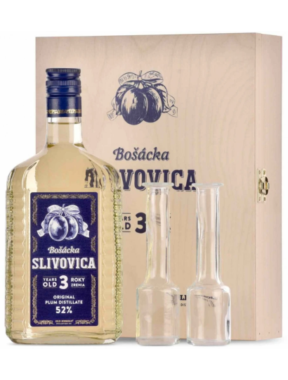 Bošácka slivovica 52% 0,7l kazeta drevo+2pijačky