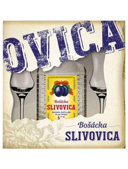 Bošácka Slivovica 52% 0,7l OVICA + 2 poháre