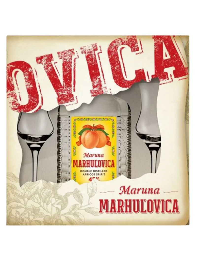 Maruna sárgabarackpálinka 0,7l 45% + 2 pohár RONA kazettában