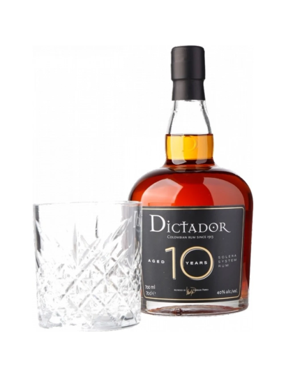 Dictador 10YO Rum + Pohar GBX 40% 0,7l