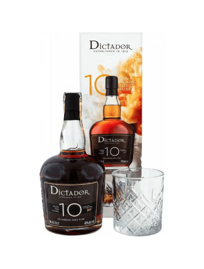 Dictador 10YO Rum + Pohar GBX 40% 0,7l