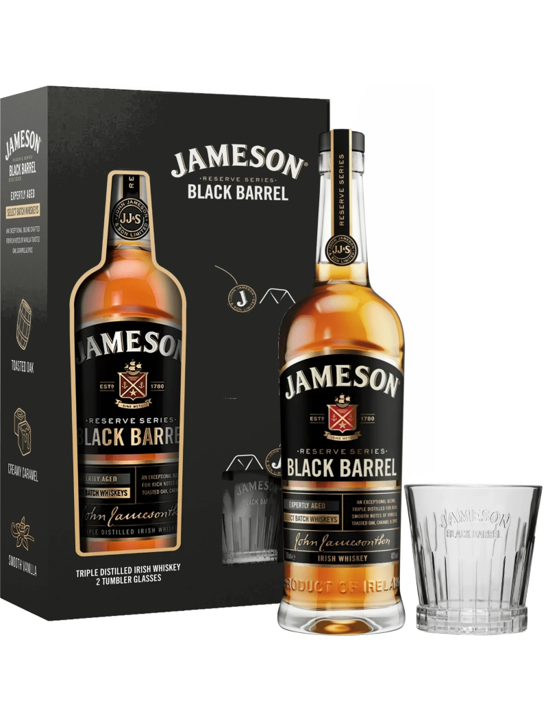 Jameson Black Barell + 1 Pohár GBX 40% 0,7l